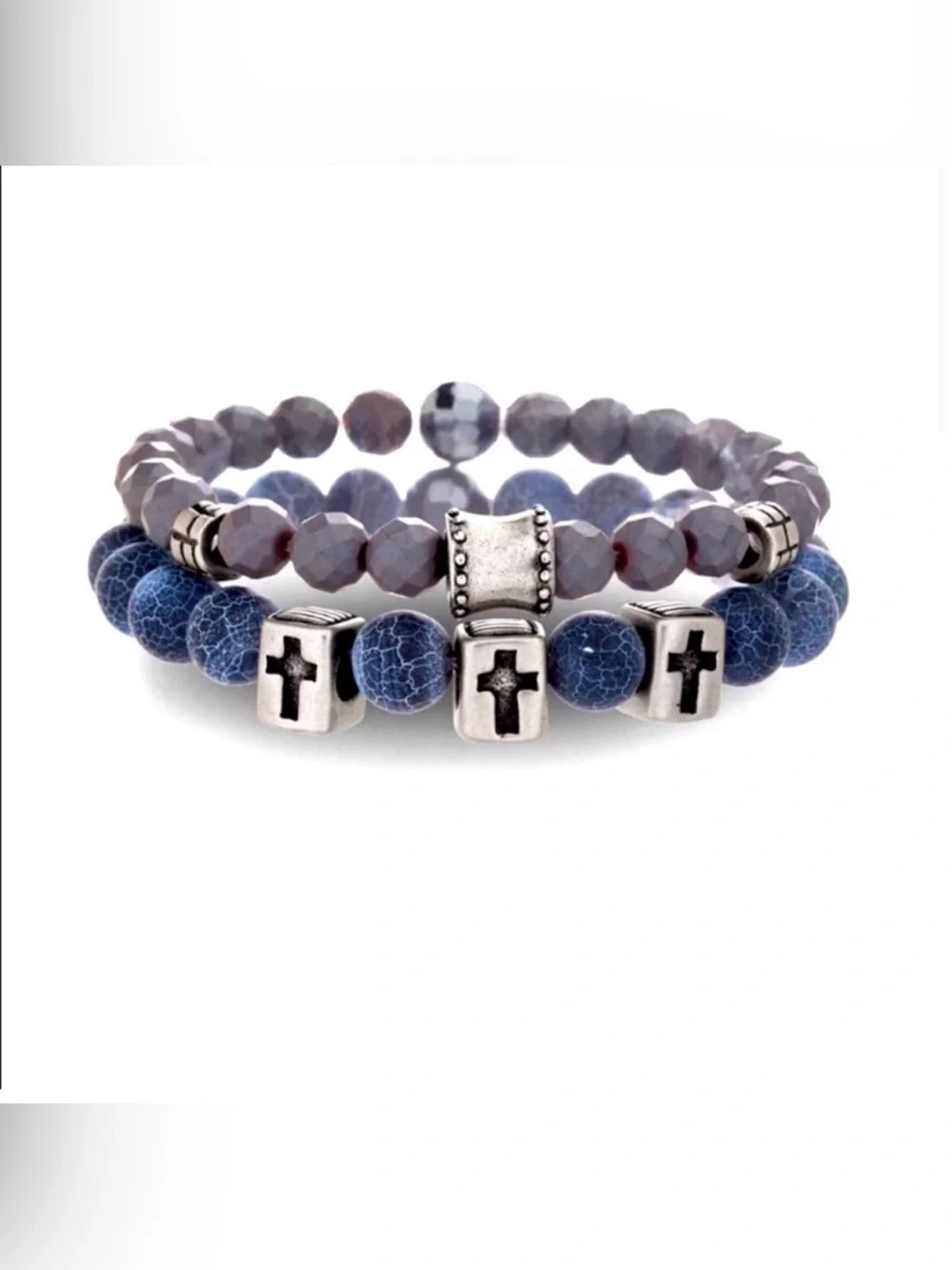 Men’s 2 Set Cross Stainless Steel Bracelet Set NWT